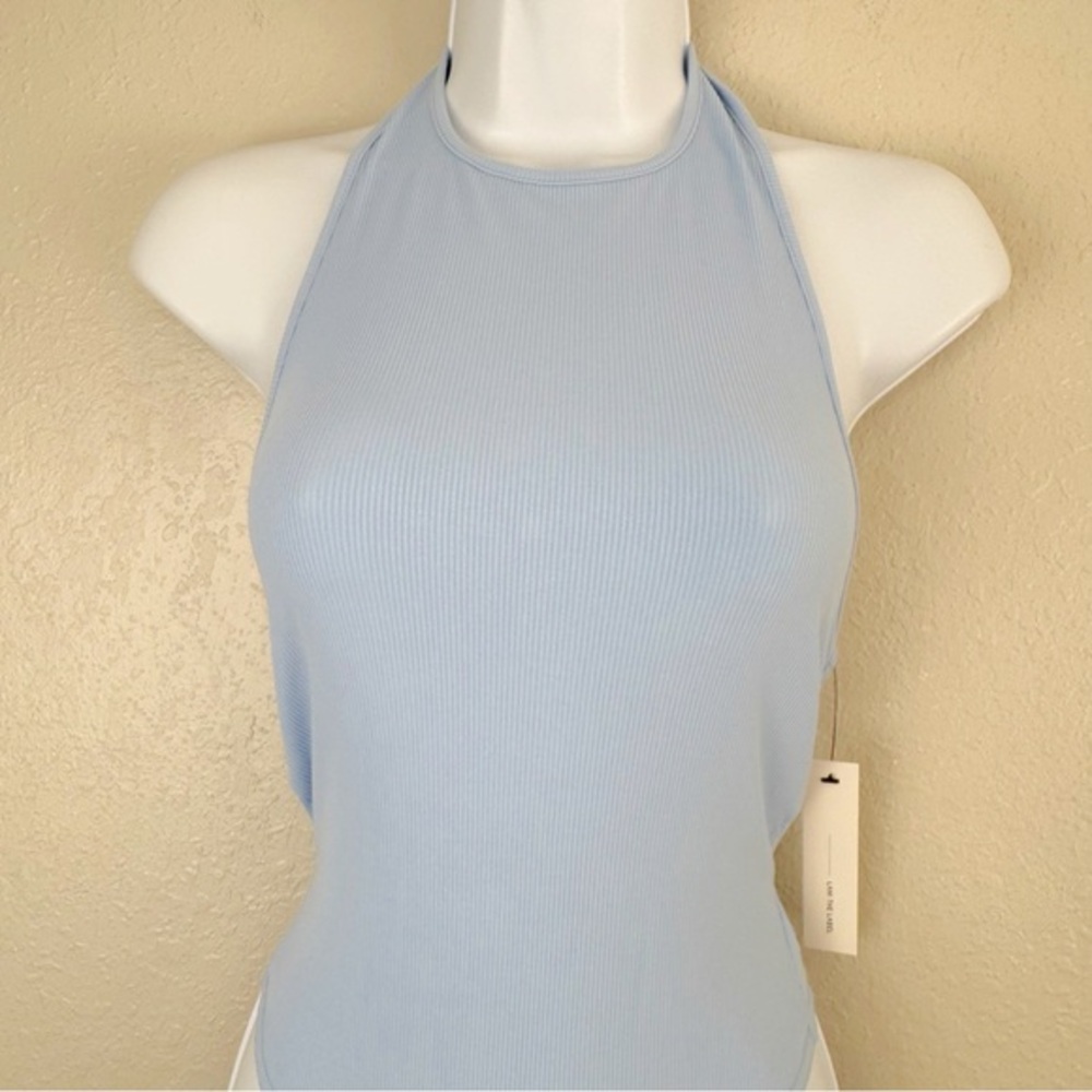 NWT Lani the Label baby blue ribbed back tie bodysuit XS‎ - Picture 2 of 7